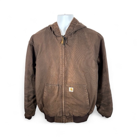 Carhartt Men's Duck Canvas Jacket Quilt Lined J130 Loose Fit Hooded Size XL -768